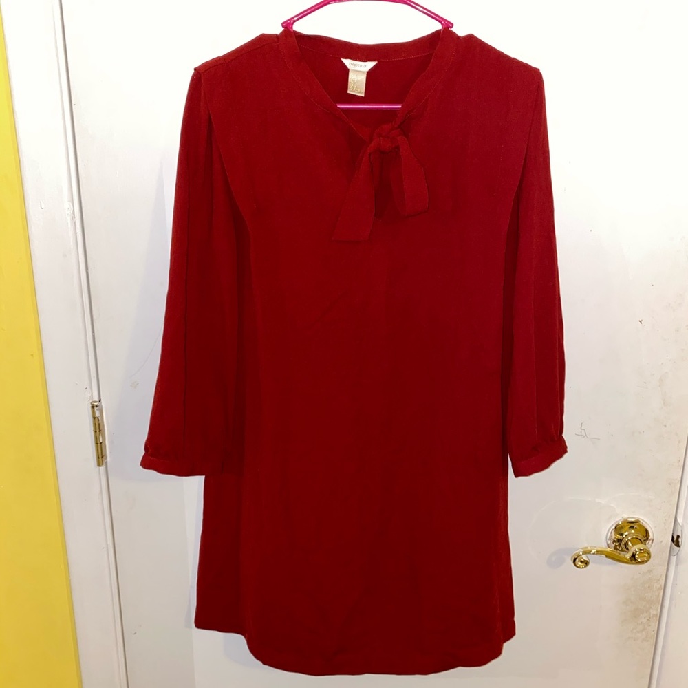 Forever 21 Red Tie Front Shift Dress